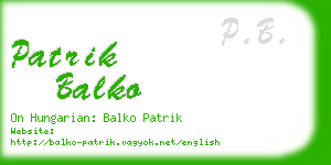 patrik balko business card